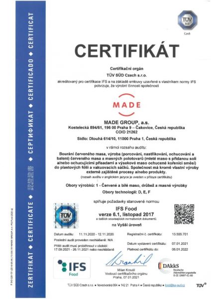 Certifikát IFS Food