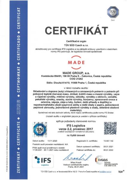 Certifikát IFS Logistics