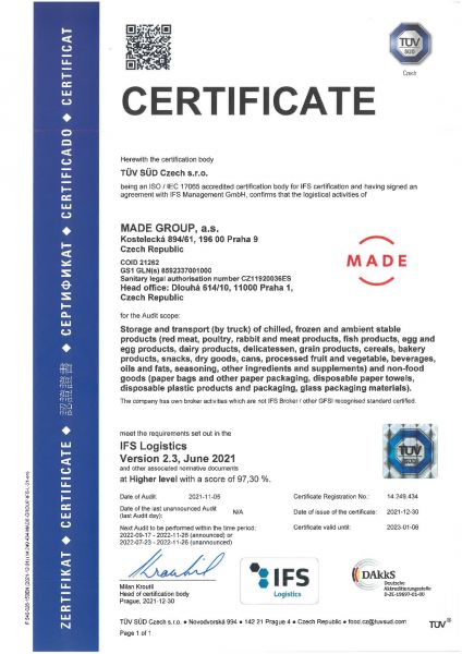 Certificate IFS Logistics