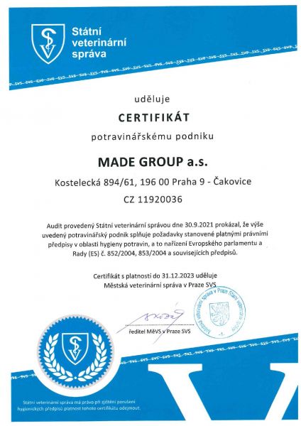 Certifikát SVS